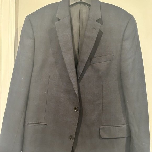 Michael‎ Kors Mens Suit Jacket Size 44l Navy Plaid - Picture 1 of 3